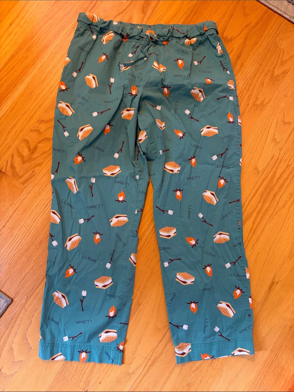 L.L. Bean cotton pajama pants size medium petite s’mores teal loungewear